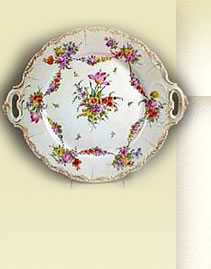 Antique Dresden hand painted cake plate